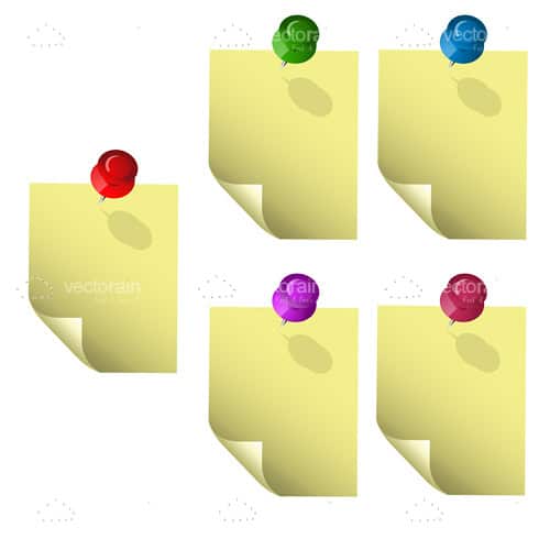 Post-it Notes with Colorful Pins Set